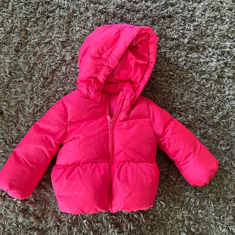 Bright Pink Hooded Puffer Jacket